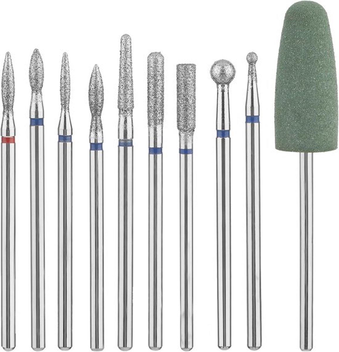 10 stuks professionele nagelfrees, diamantboor voor nagels, polijstpunten voor accessoires, nagelknipper nagelfrees voor thuisgebruik, manicure pedicure