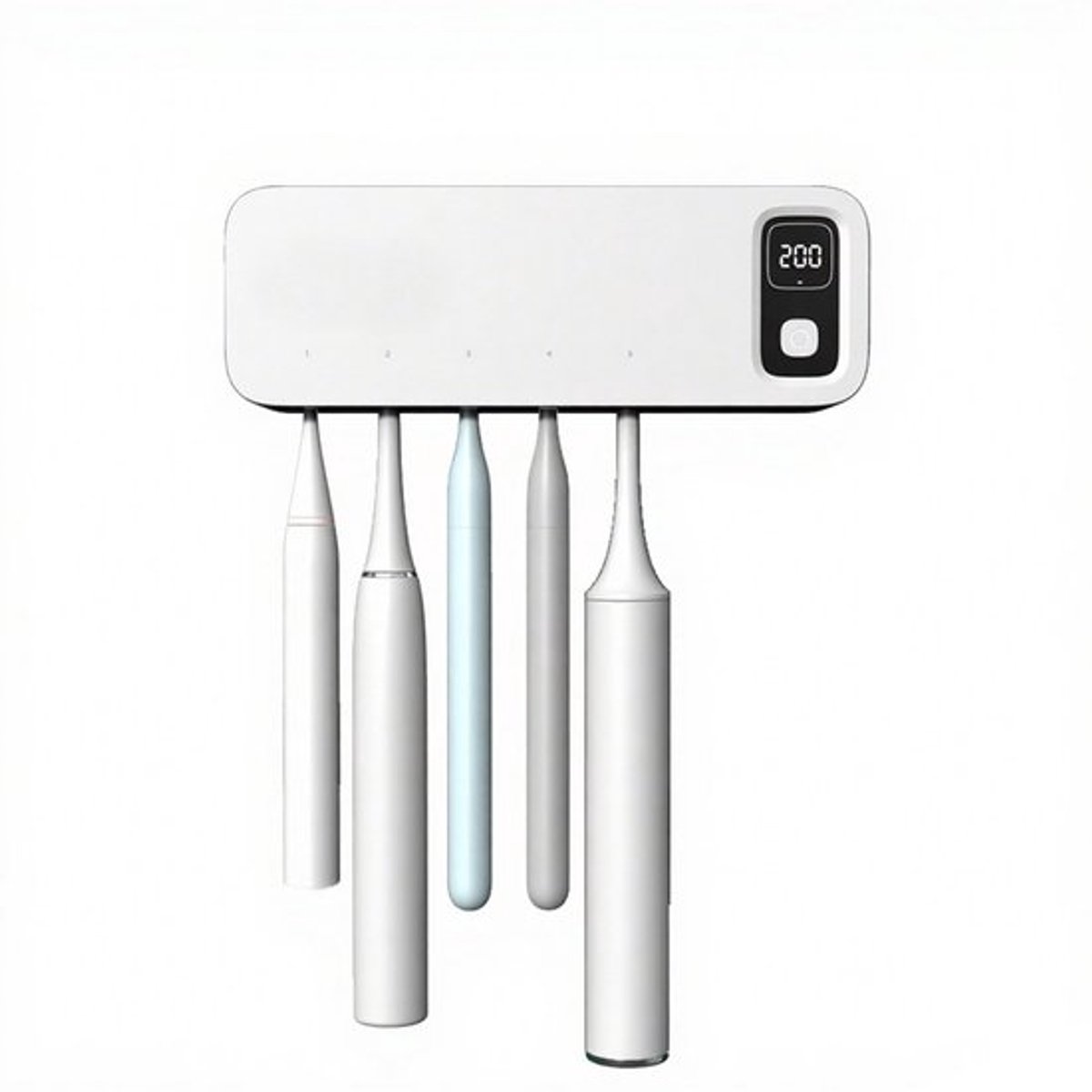 Tandenborstelhouder-tandenborstel doosje-tandenborstelhouder electrische-tandenborstelsterilisator UV Badkamer Elektrische Tandenborstelsterilisator - Oplaadbaar USB 2000 mAh met Opbergtas met Deksel (Drogen + Steriliseren) - Wit - 20,5x7x4cm