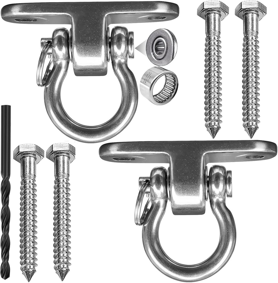 Thijox - Silent Bearing Schommelhaken, 180 Graden, Zware Roestvrijstalen Schommelaccessoires, Draagvermogen 675 kg, Voor Binnen en Buiten, Hangmat, St