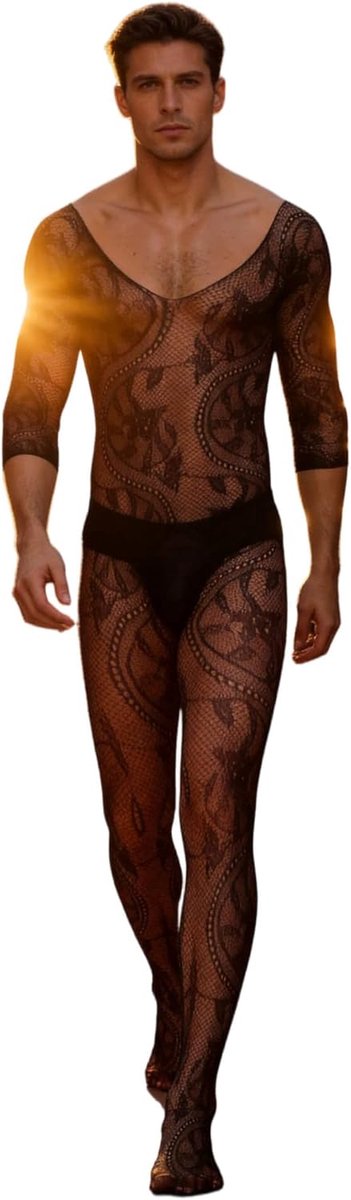 SnelShoppen - Bodystocking Heren Lingerie Turnpakje Visnet Catsuit Kousen Elastisch Ondergoed - Sexy Oversized Lingerie voor Feest en Speciale Gelegen