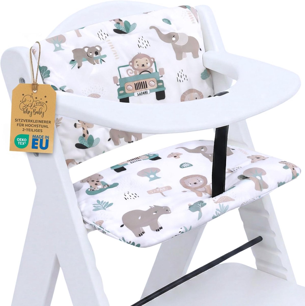SnelShoppen - Stoelverkleiner Kinderstoel Kussen Baby Zitkussen - 2-delig Waterafstotende Bekleding Oeko-Tex - Ideaal voor Hauck Stokke Hoge Babystoel