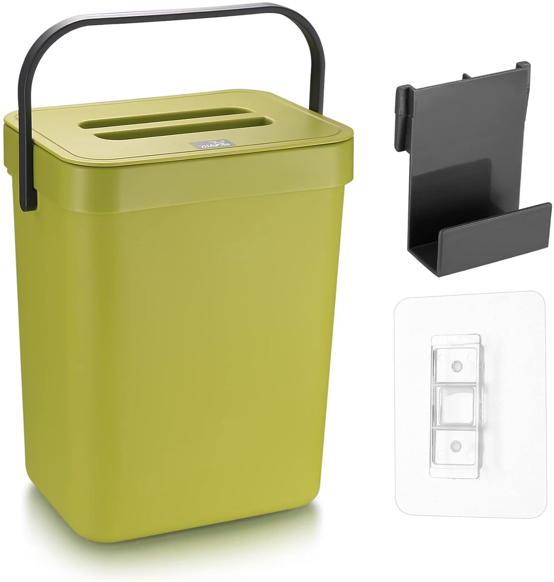 SnelShoppen - Hangafvalemmer 5 l - Keukenafvalemmer met Deksel - Hangende Vuilnisemmer voor Keuken, Auto, Badkamer, Kantoor, Slaapkamer - Groen, Duurz