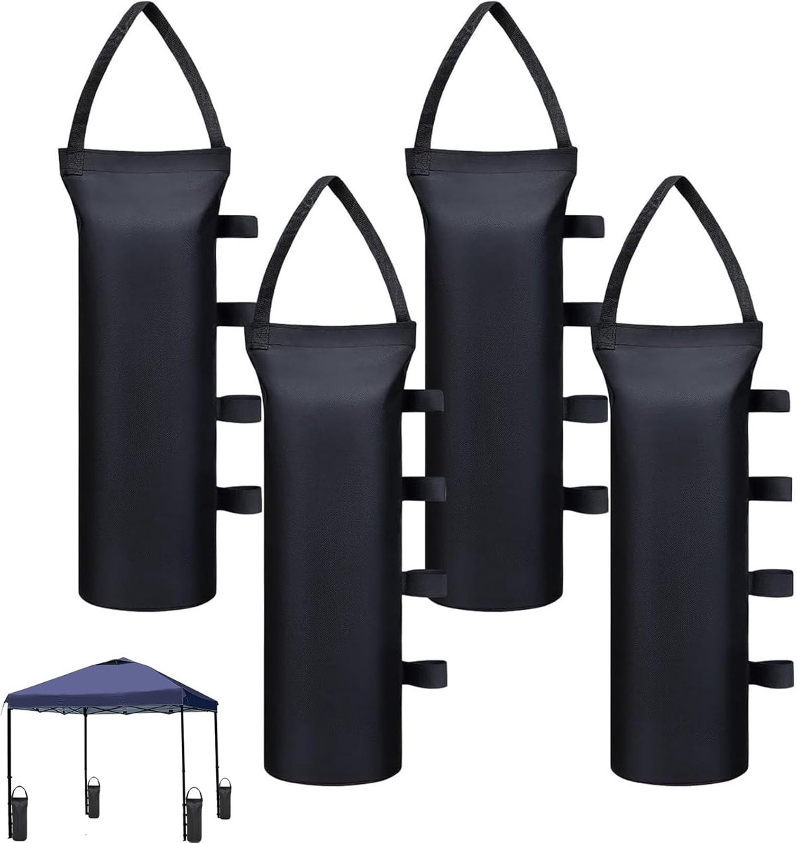 SnelShoppen - Paviljoen Gewichten Set van 4 - Draagbare Zandzakken voor Tent, Luifel, Pergola - Waterdicht Oxford 800D - 9-11 kg per Stuk - Zwart - Id