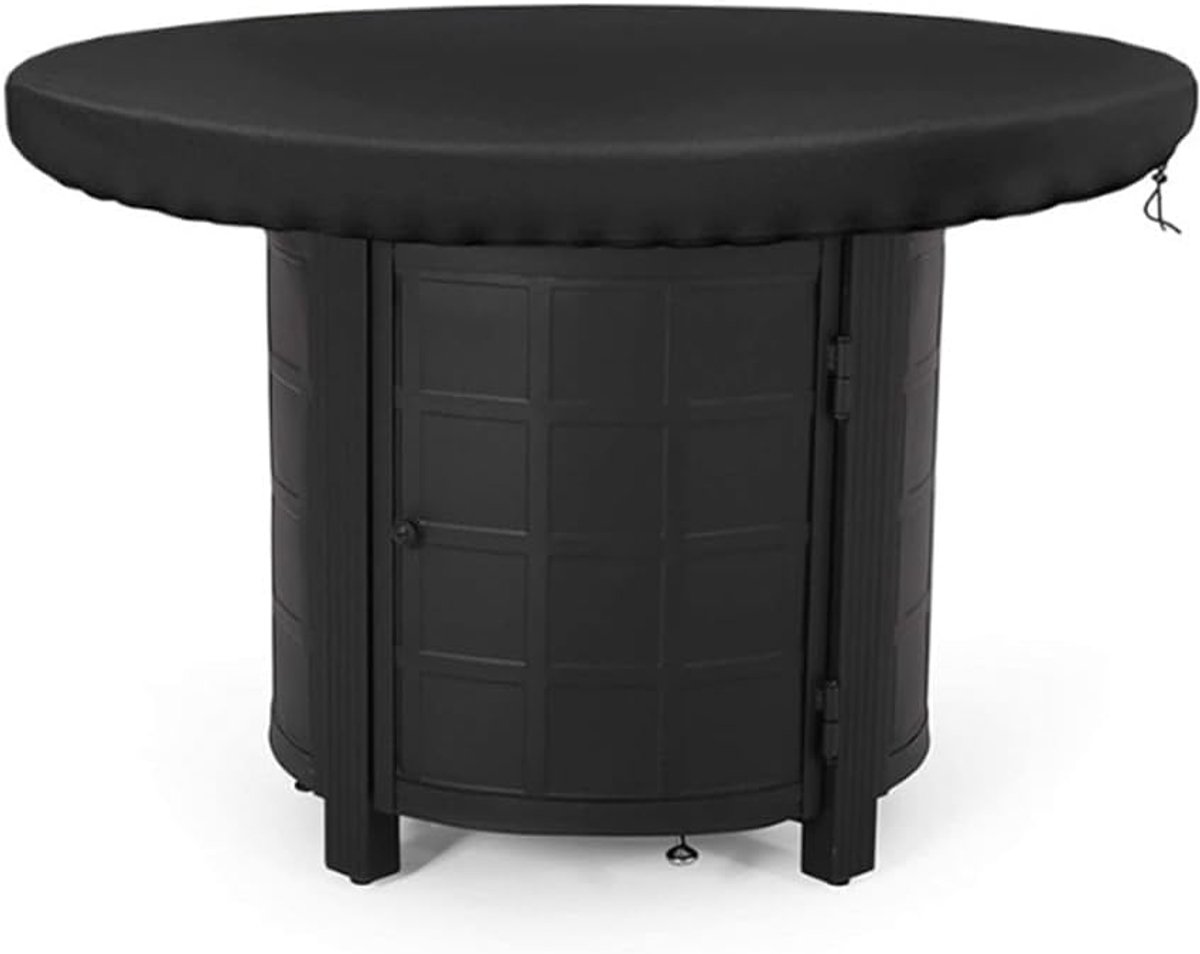 SnelShoppen - Beschermhoes voor Vuurplaat 100 cm Rond, Waterdicht en UV-Bestendig 420D Grillplaatafdekking, Zwart Waterbestendig Dekzeil voor Vuurplaa