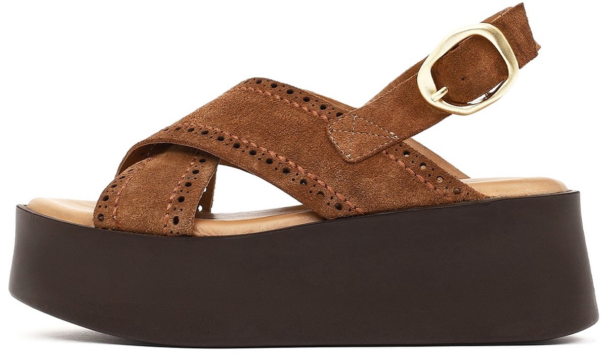 DERIMOD Sandalen Met Sleehak Suède Wedge Sandalen