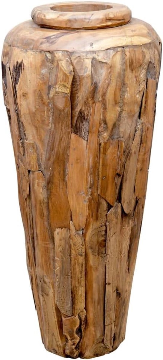Decoratievaas Massief Hout - Houten Vaas - Tuin Terras - Uniek Onregelmatig - 40x80 cm - Natuurlijk