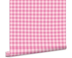 Fien & Teun - Behang Boerenruit roze