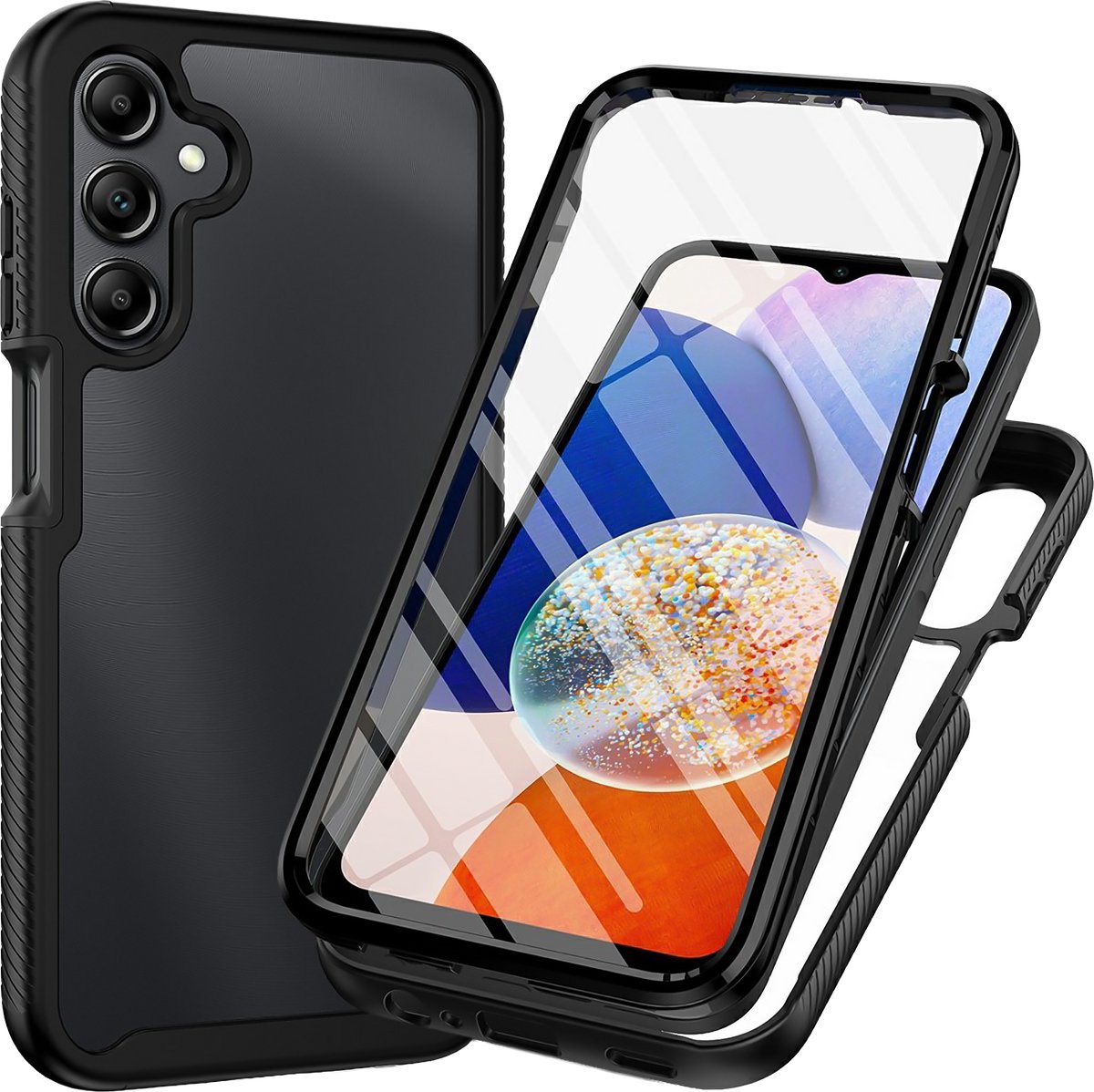 Just in Case hoesje geschikt voor Samsung Galaxy A27 Hoesje - 360° Full Protection Case met ingebouwde Screenprotector - Zwart