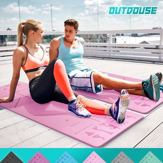 SnelShoppen - Yogamat TPE 6 mm Dik - Huidvriendelijke Antislip Gymnastiekmat - Pilates, Meditatie, Stretching Sportmat met Draagriem - 183 x 61 cm voo van Snelshoppen — afbeelding 5