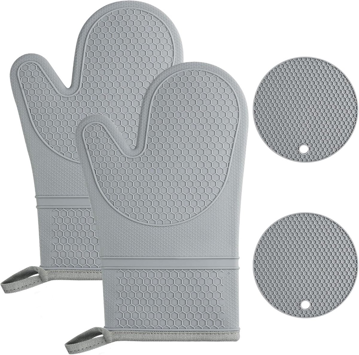 Thijox - Hittebestendige Ovenwanten en Pannenlappen - Siliconen, Waterdicht, Antislip, Lange Keukenhandschoenen voor Koken en Grillen - 446 °F - Unive