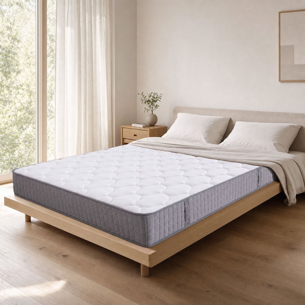 DESMIU Pocketveringmatras 140x200 cm – 7-Zones Ondersteuning Met H3 Ligcomfort – 25 cm Hoog – Ademend En Drukverlagend – Wit