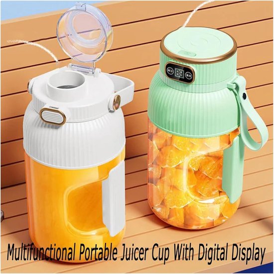 KZQ Draagbare Blender - Oplaadbare blender met digitaal display en grote capaciteit - USB-C-interface, automatische reiniging - Geschikt voor thuis, op reis en tijdens het sporten - 800 ml - Groen van kzq — afbeelding 5