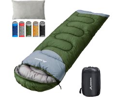 SnelShoppen - Lichtgewicht Waterdichte 4-Seizoenen Slaapzak met Kussen, Voor Camping, Hiken, Backpacken, Voor Volwassenen, Warm en Comfortabel, 400GSM