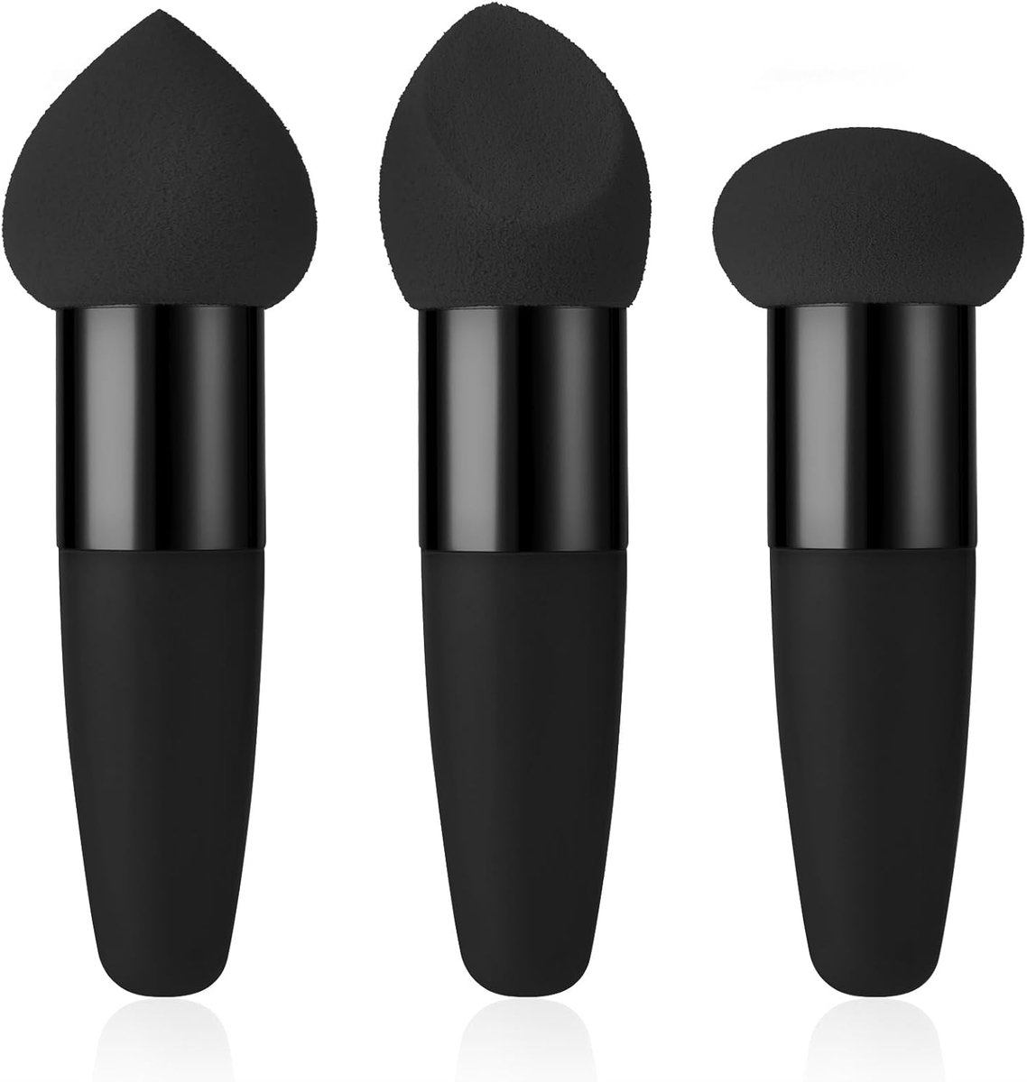 SnelShoppen - Makeup Sponge Set 3pcs - Beauty Blender Foundation Applicator - Silicone & Latex - Mini Angled Brush - Perfect voor Concealer en Poeder