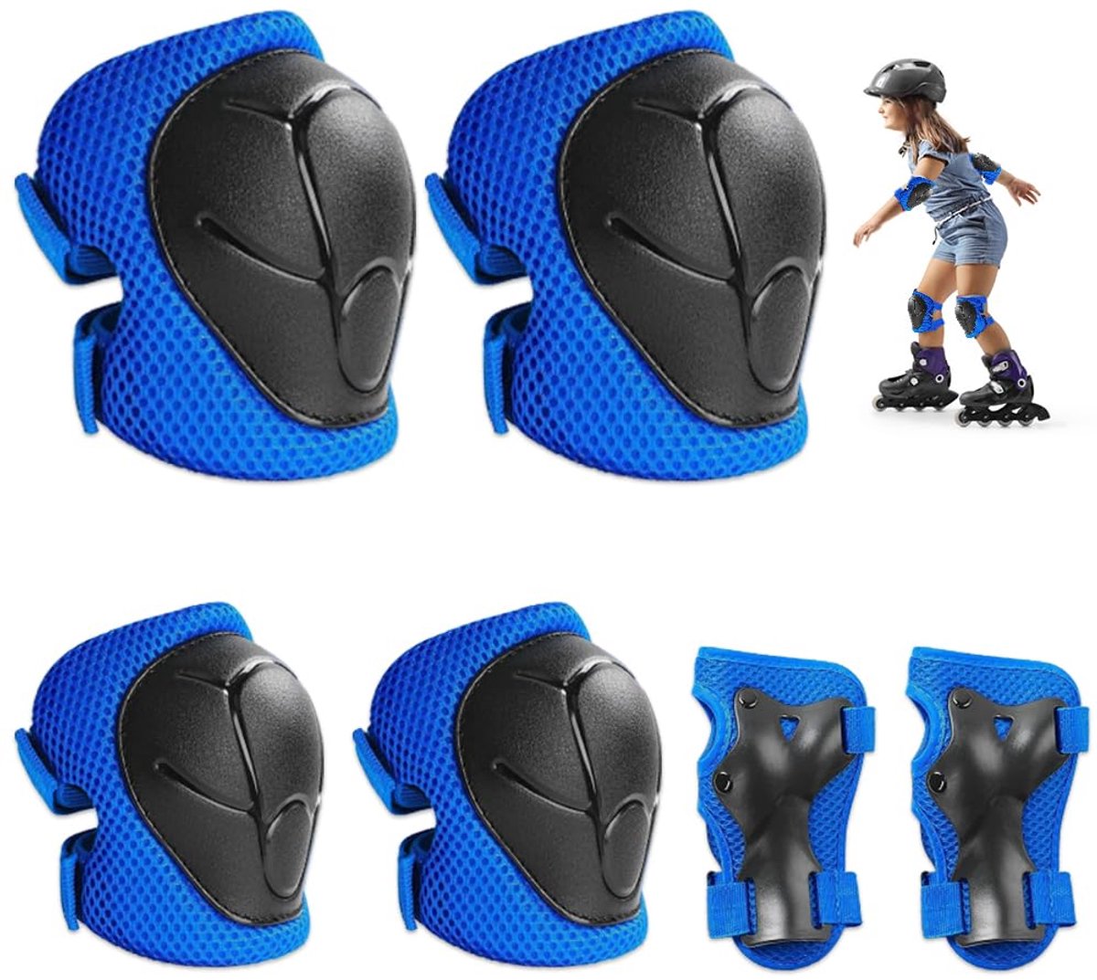 SnelShoppen - 6-in-1 Skate Beschermset voor Kinderen - Knie-, Elleboog- en Polsbeschermers - Ideaal voor Skaten en Fietsen - Geschikt voor 3-8 Jaar -