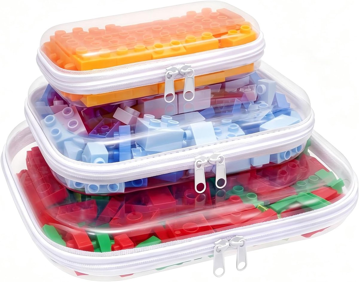 SnelShoppen - 3-delige Transparante Toilettas Set met Rits, Waterdicht en Robuust voor Vloeistoffen, Speelgoed, Medicijnen, Make-up Organizer voor Han