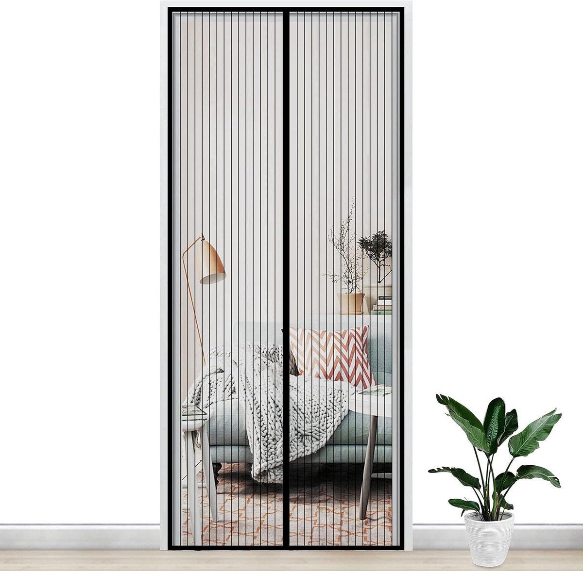 SnelShoppen - Magnetisch Vliegenraam Deur 90 x 210 cm - Insectenbescherming voor Balkon, Woonkamer, Patio, Muggennet voor Zomer - Eenvoudig Te Install