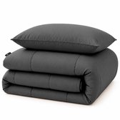 Slaapspeciaal Eazydekbed Hotel Grijs - Wasbaar Dekbed - Dekbed zonder Overtrek - Hoesloos Dekbed - All Year Dekbed - 2 in 1 Dekbed - Dekbed met Vaste Overtrek - Incl. Kussensloop - 140x220 cm