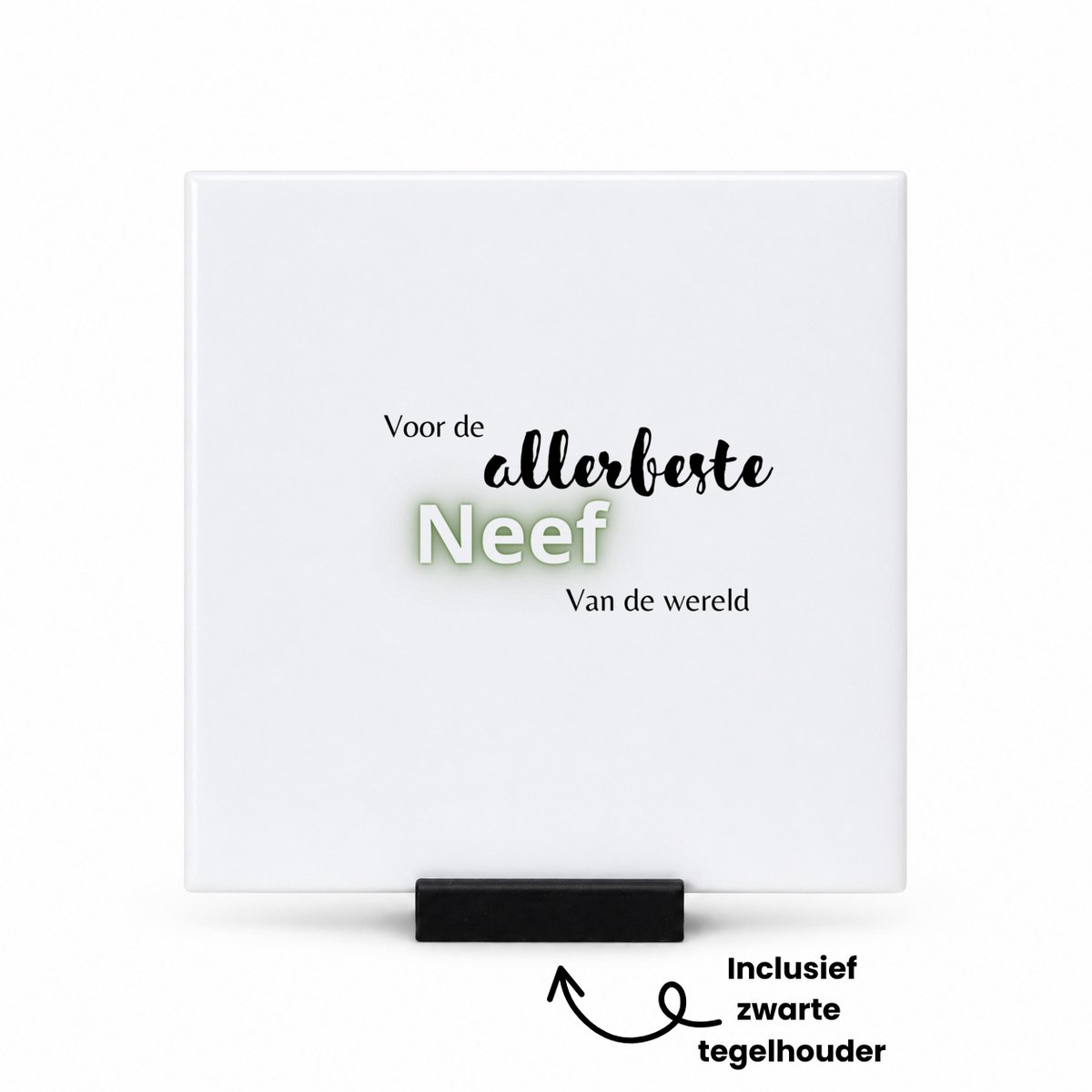 Hacebo voor de allerbeste neef van de wereld tegeltje met tegelhouder - de beste neef - tegeltjes met tekst - verjaardagscadeau - verjaardag - cadeau - cadeautje voor neef - neef artikelen - kado - geschenk - gift - spreuktegels - 10.8x10.8 CM Wit