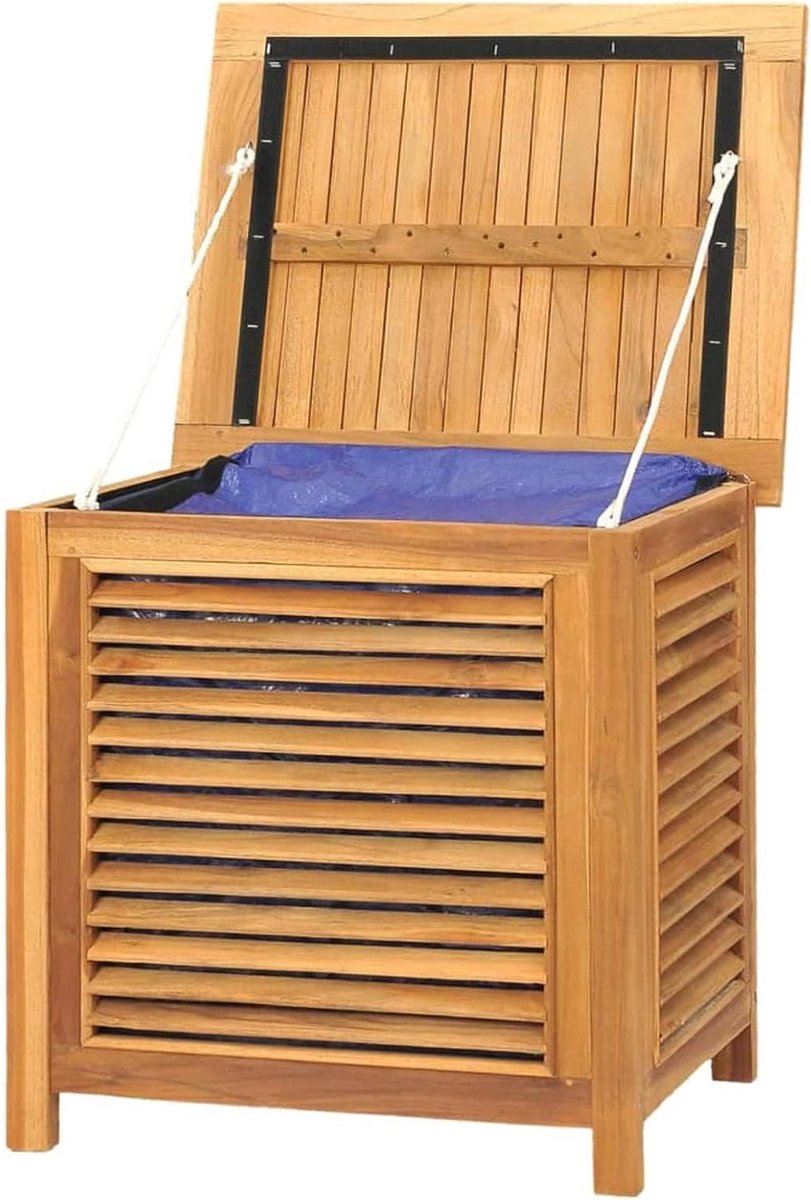 Opbergkist Tuin - Gereedschapskist Buiten - Spullen Opbergen - Massief Teakhout - 60x50x58 cm - Natuurlijk