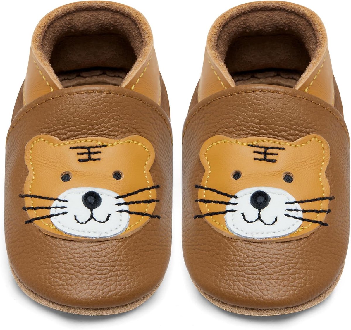 SnelShoppen - Crawling Shoes Baby Booties Eerste Schoenen Voor Jongens Meisjes Zachte Leren Zolen Baby Schoenen Tawny Tiger 6-12 Maanden