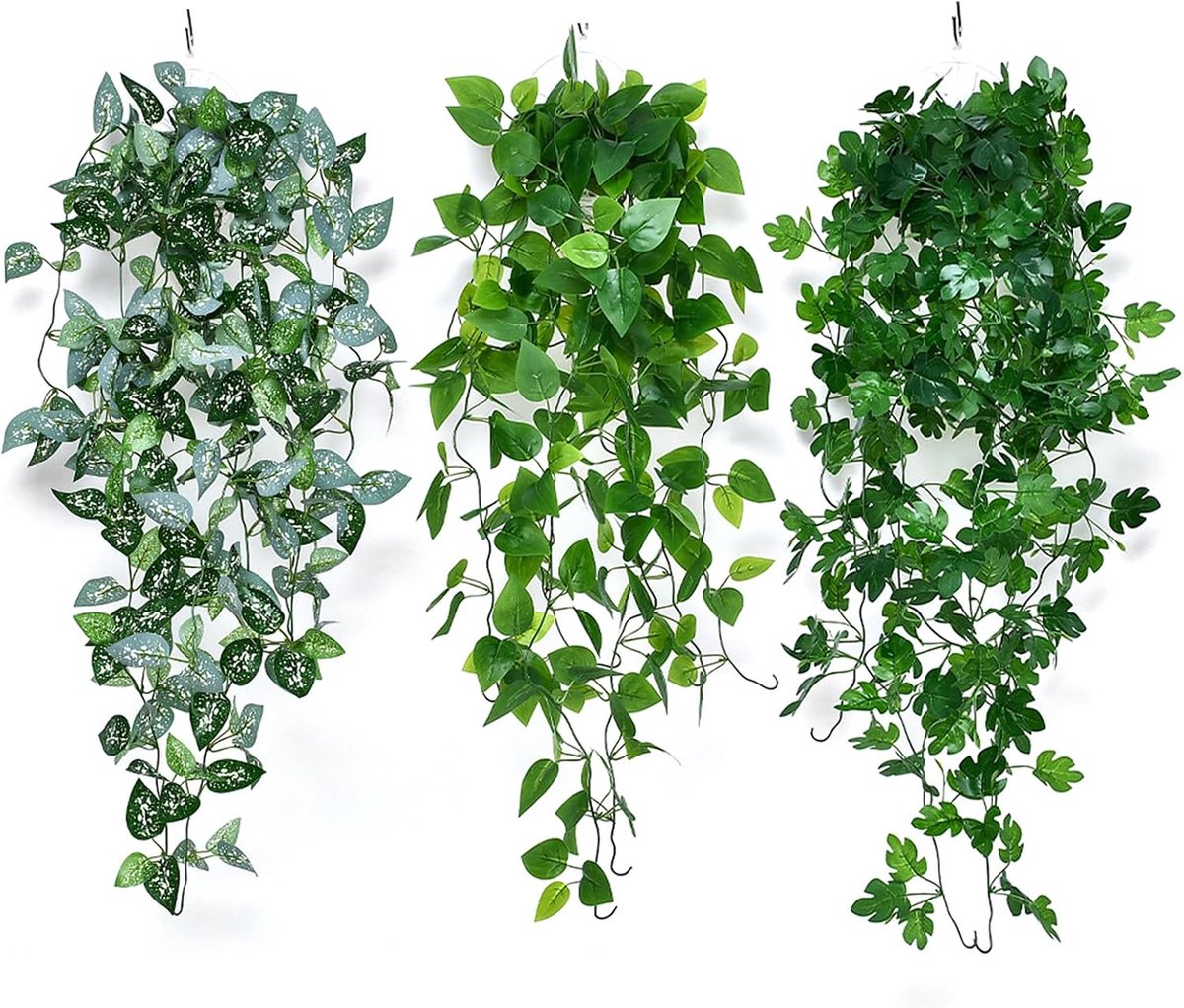 SnelShoppen - 3 Stuks Kunstplanten Hangend, 100cm Lange Nep Klimop, Groene Kunstplanten, Plastic Vines voor Binnen, Buiten, Balkon, Tuin Decoratie