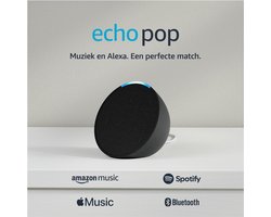 SnelShoppen - Compacte Wi-Fi & Bluetooth Smart Speaker met Volle Geluid | Alexa Geschikt | Spreekt Nederlands | Charcoal | Ideaal voor Thuis, Feestjes