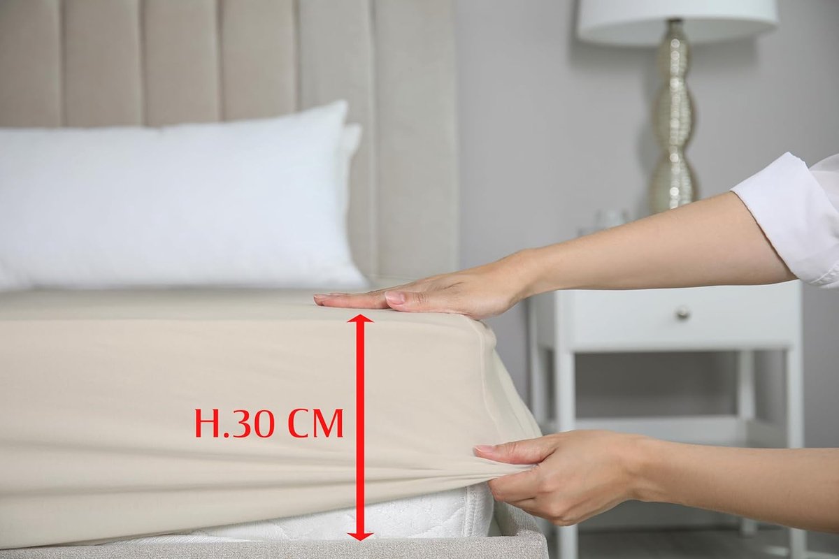 Thijox - Hoeslaken Frans Bed 130x200 cm - Effen Ivoor Katoen - Maxi-hoek 30 cm - Comfortabel en Elastisch - Perfect voor Slaapkamer