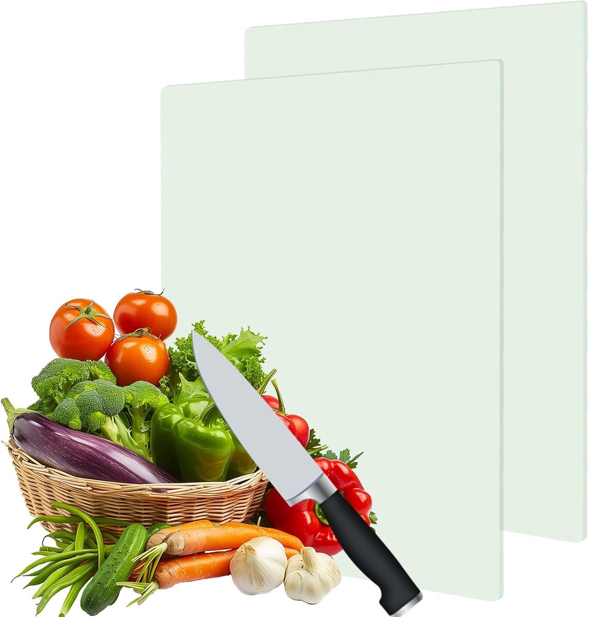 Thijox - Set van 2 Glazen Snijplanken 40 x 30 cm - Antislip Geharde Keukenplanken met Siliconen Voeten - Antibacterieel en Duurzaam - Ideaal voor Bere