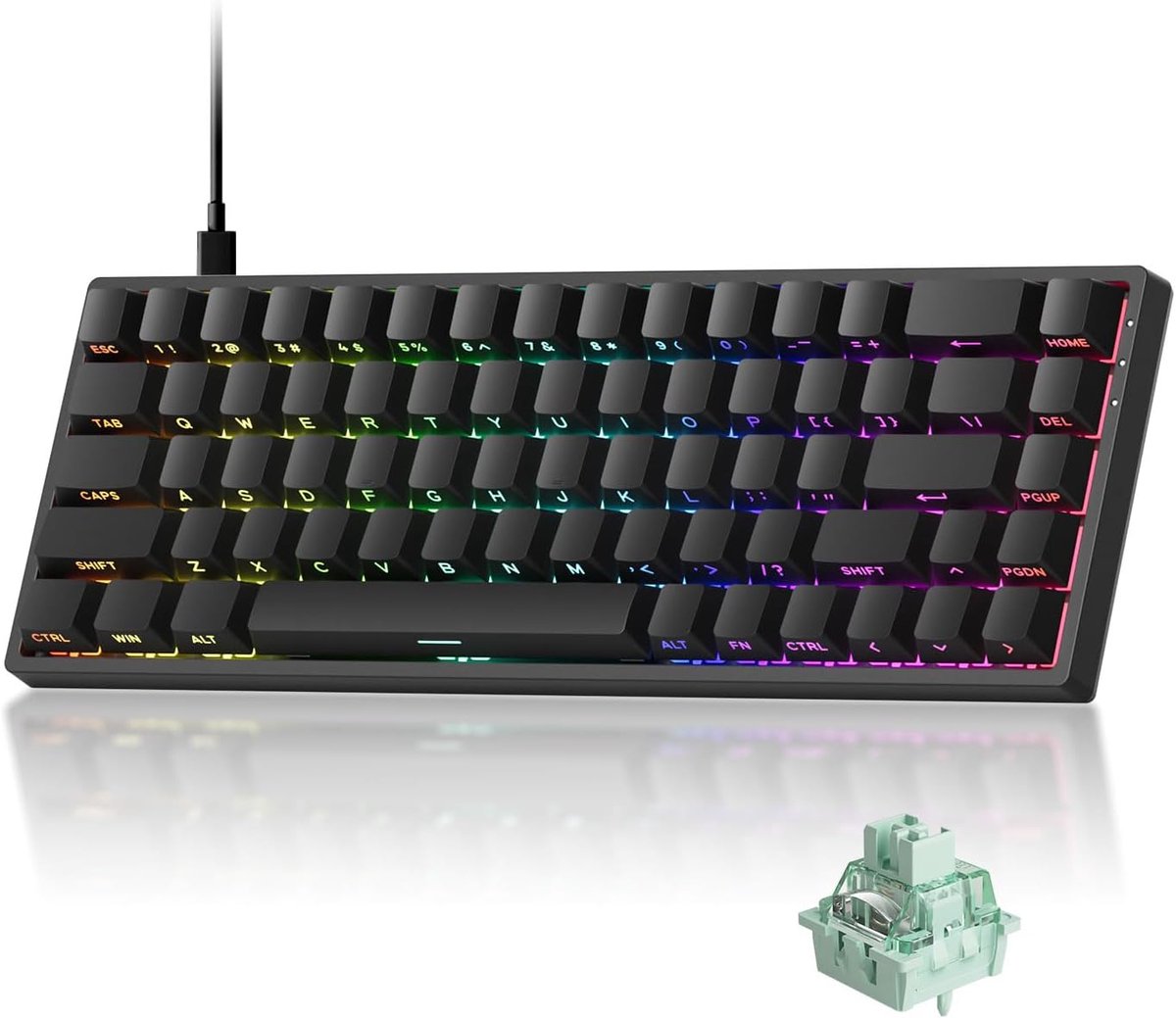SnelShoppen - Gaming Toetsenbord Bedraad RGB 65% met Magnetische Schakelaars, 8000 Hz Polling Rate, 0,005 mm Responstijd, Snap-Tap, Instelbare Activer