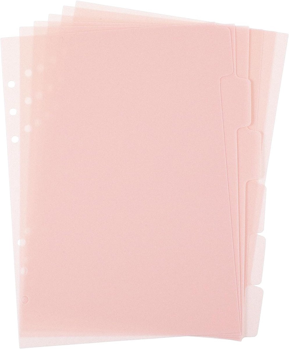 SnelShoppen - 6 stuks A5 Bindmiddelverdelers, Doorzichtige Indexverdelers met Tabbladen, 6 Gaten, Insteekbare Plastic Scheidingspagina's voor Mappen,