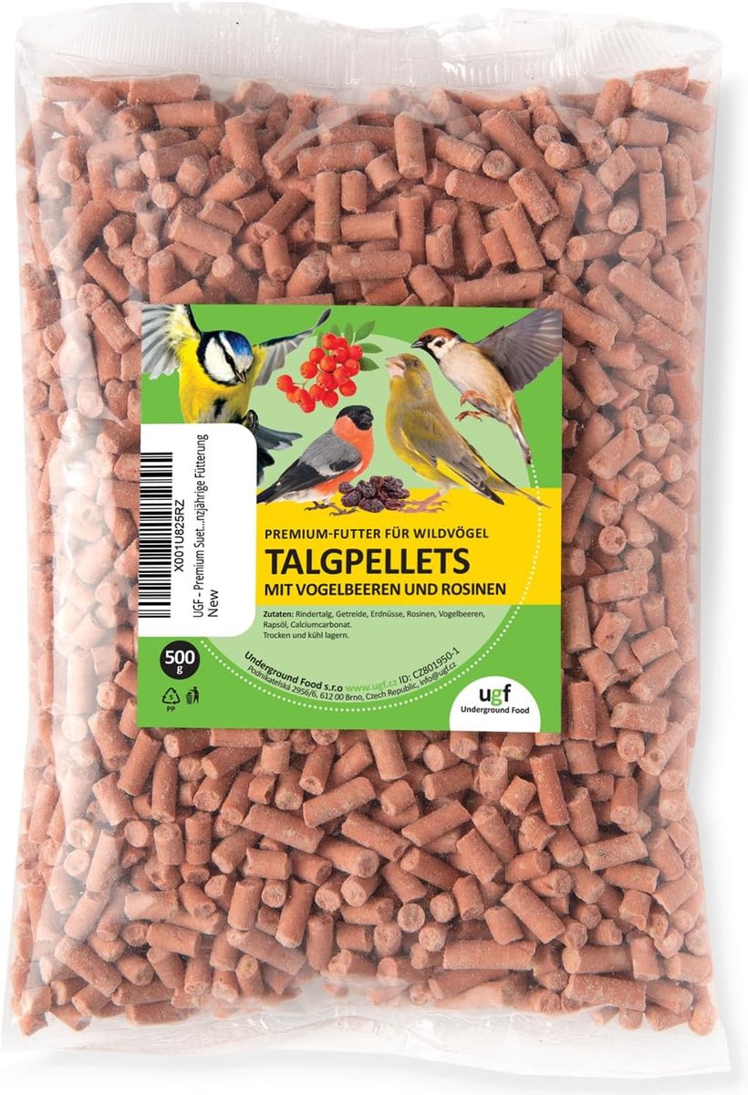 SnelShoppen - Premium Vogelvoer Vetkorrels met Meelwormen 500g - Lijsterbessen, Rozijnen, Ideaal voor Wilde Vogels het Hele Jaar Door, Talkkorrels voo