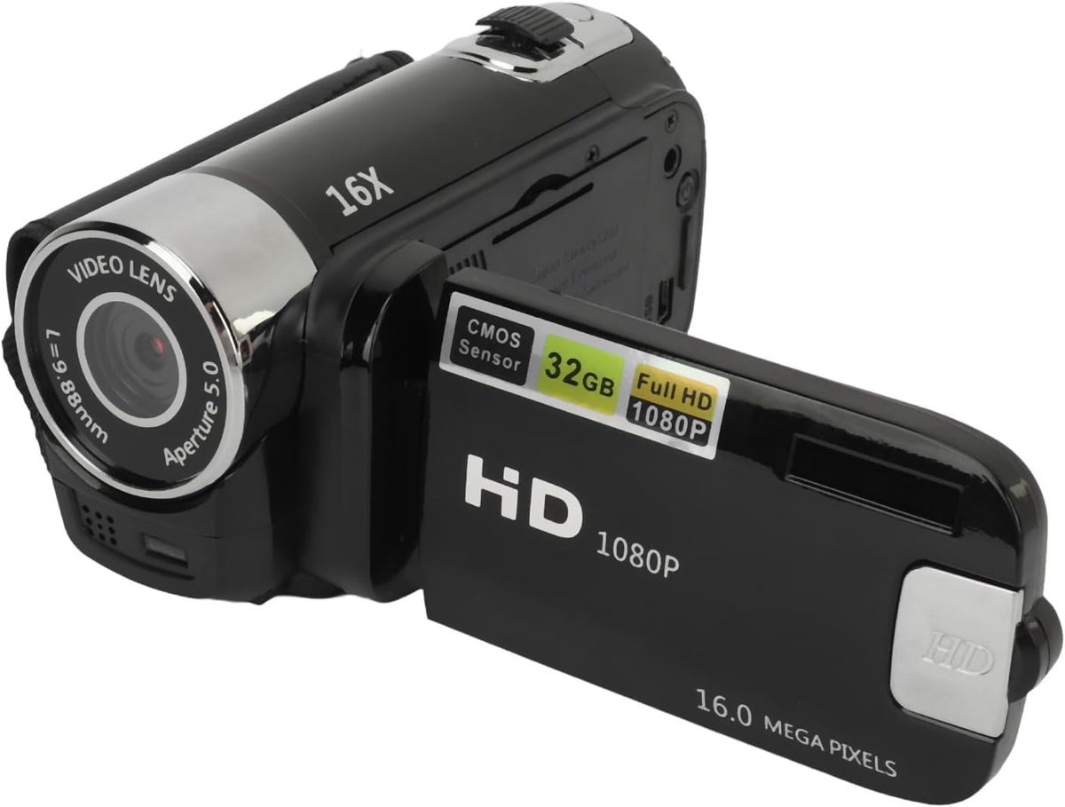 SnelShoppen - Digitale Camera Recorder Full HD 1080P 16MP Videocamera Camcorder met 2.4 Inch Draaischerm, 16x Digitale Zoom, Vullicht, Anti-Shake voor
