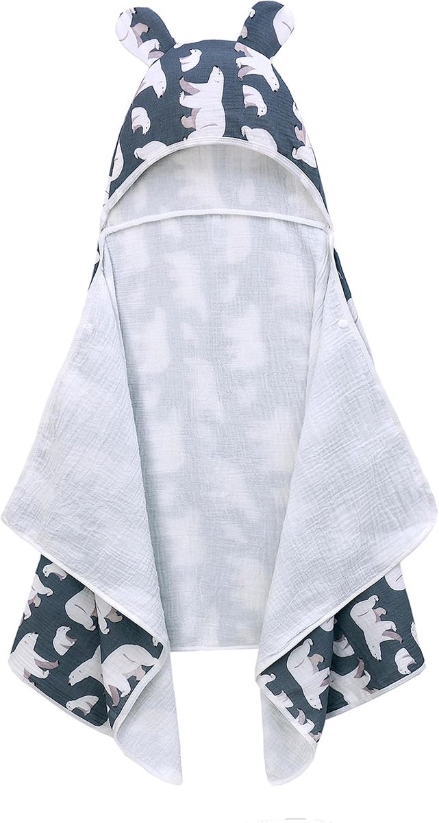 SnelShoppen - Baby Badhanddoek met Kap, 100% Katoen, Super Zacht en Absorberend, Grote Maat 70 x 140 cm, Essentiële Babyproducten voor Pasgeborenen, P