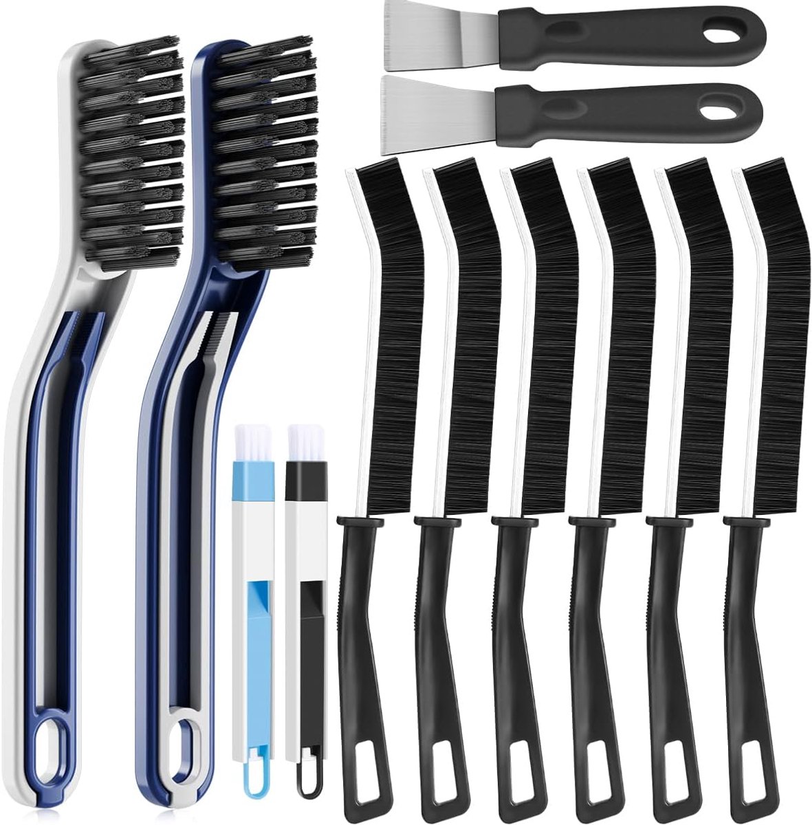 Thijox - 14 Stuks Harde Borstels Set voor Hoekreiniging, Voegreiniging, Spleetreiniging, Badkamer, Keuken, Toilet, Wastafel - Inclusief Groefreinigers