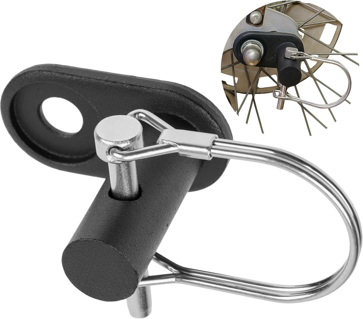 SnelShoppen - Fietstrailer Koppeling Set - Veilig met Veiligheidspen - Geschikt voor Diverse Fietstrailers - Zwart - Achterwiel Adapter voor Fietsen