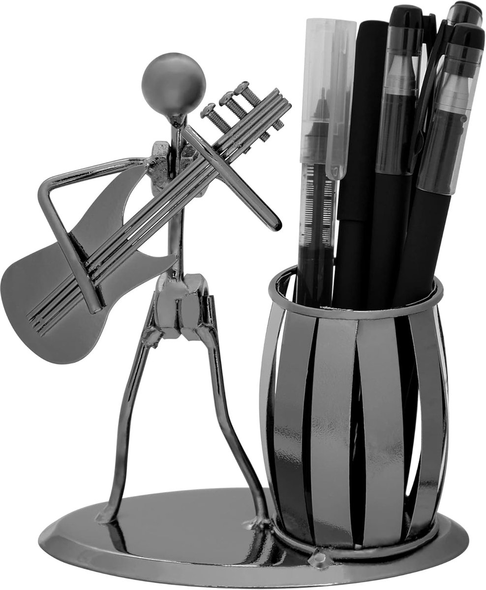 SnelShoppen - Guitar Pen Holder, Creatieve Pennenhouder, Metalen Desk Organizer, Perfecte Kantooraccessoires, Onderwijzers Cadeau, Duurzaam en Robuust
