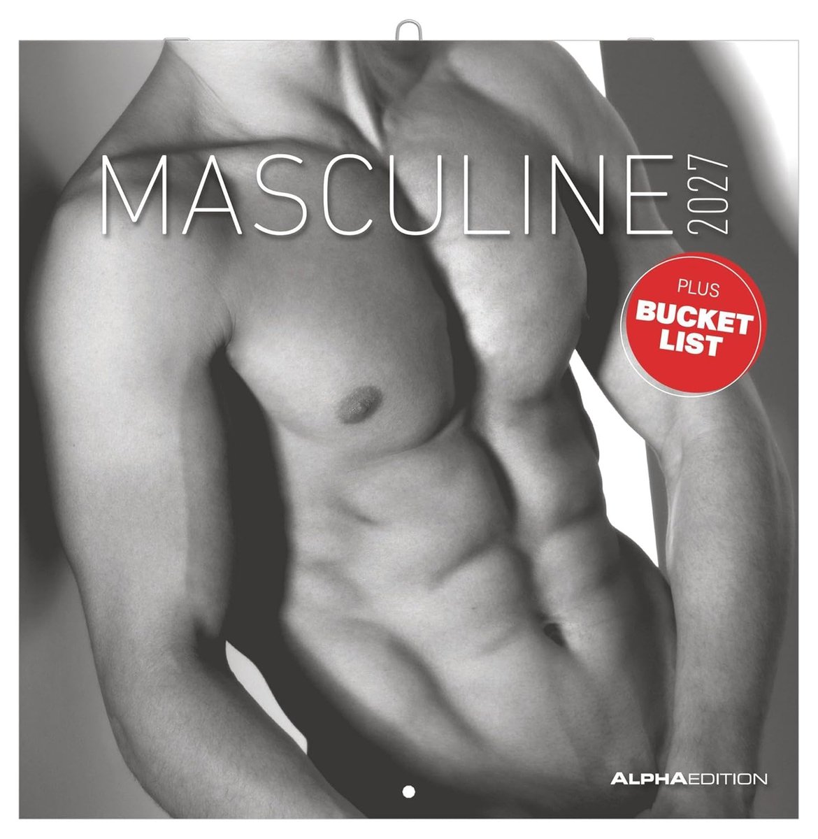 SnelShoppen - Masculine 2027 Wandkalender 30x30 cm met 12 Zwart-Wit Foto's, Notizkalendarium, Bucket-List voor Thuis of Kantoor