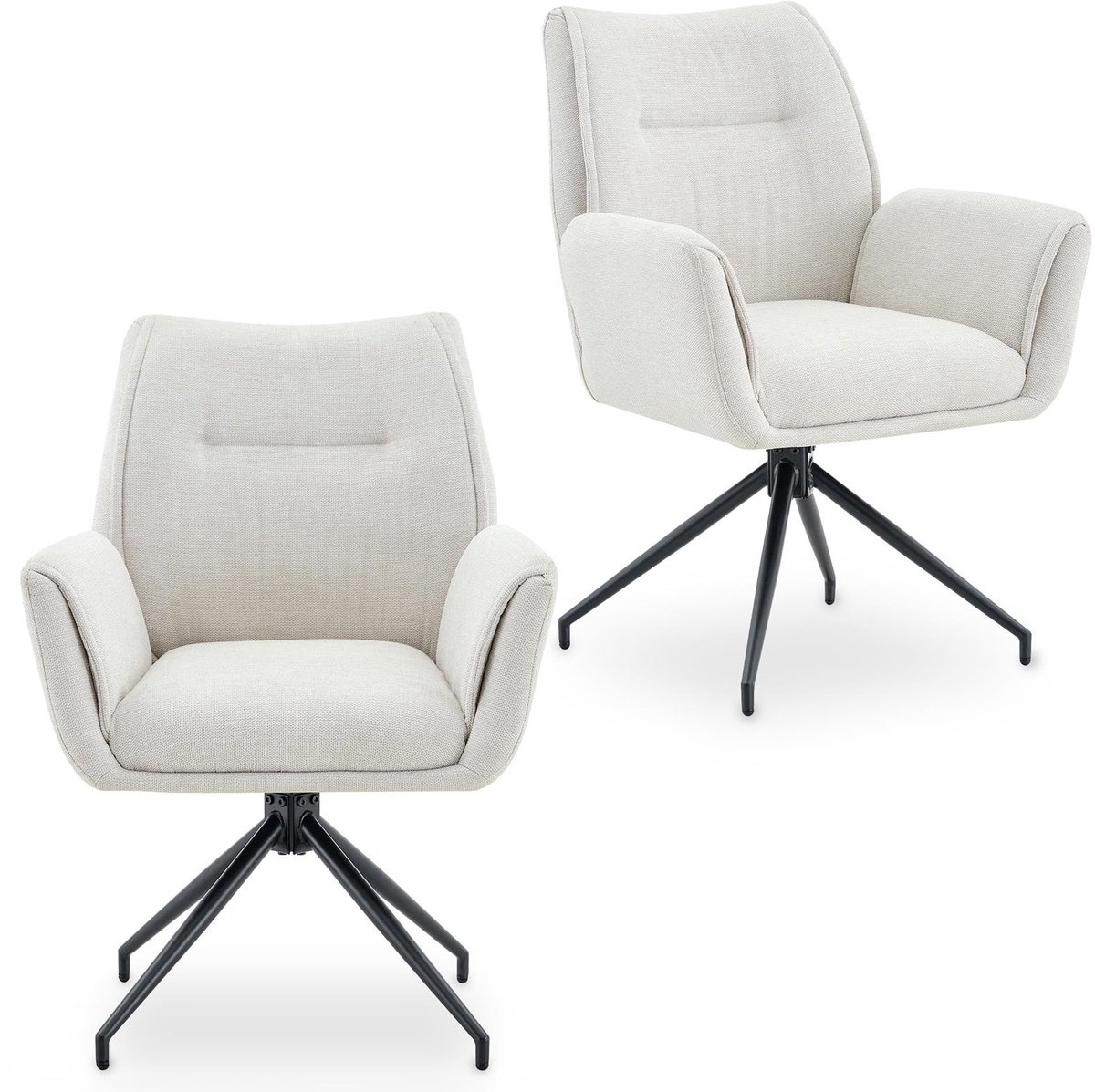 Eetkamerstoelen LIRA, set van 2, 360° draaibaar – crèmewit