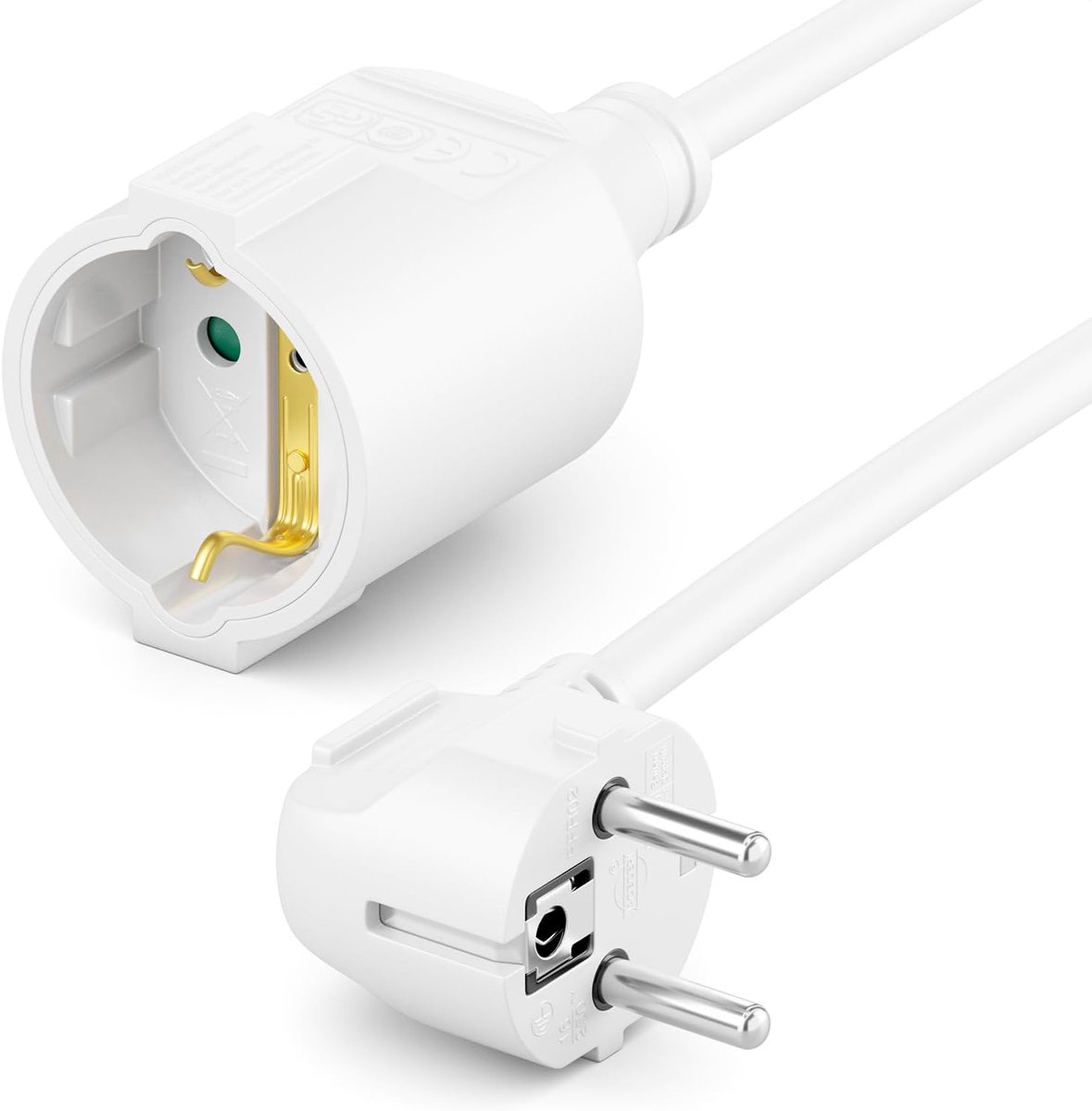 SnelShoppen - 2m Power Cable Extension Kabel Schuko 16A 3680W Veilig Aansluitkabel voor Thuis Kantoor en Multimedia - Wit