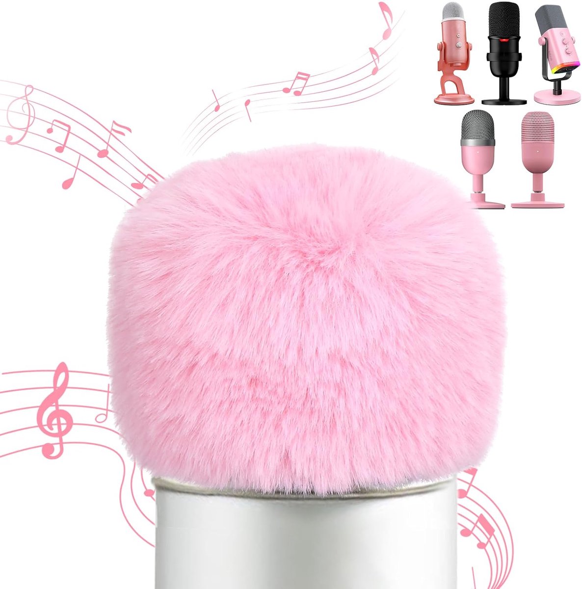 SnelShoppen - Blue Yeti Pop-filter Microfoonhoes - Pluche Windbescherming voor USB-Microfoons - Roze - Ideaal voor Livestreams, Podcasts en Opnames