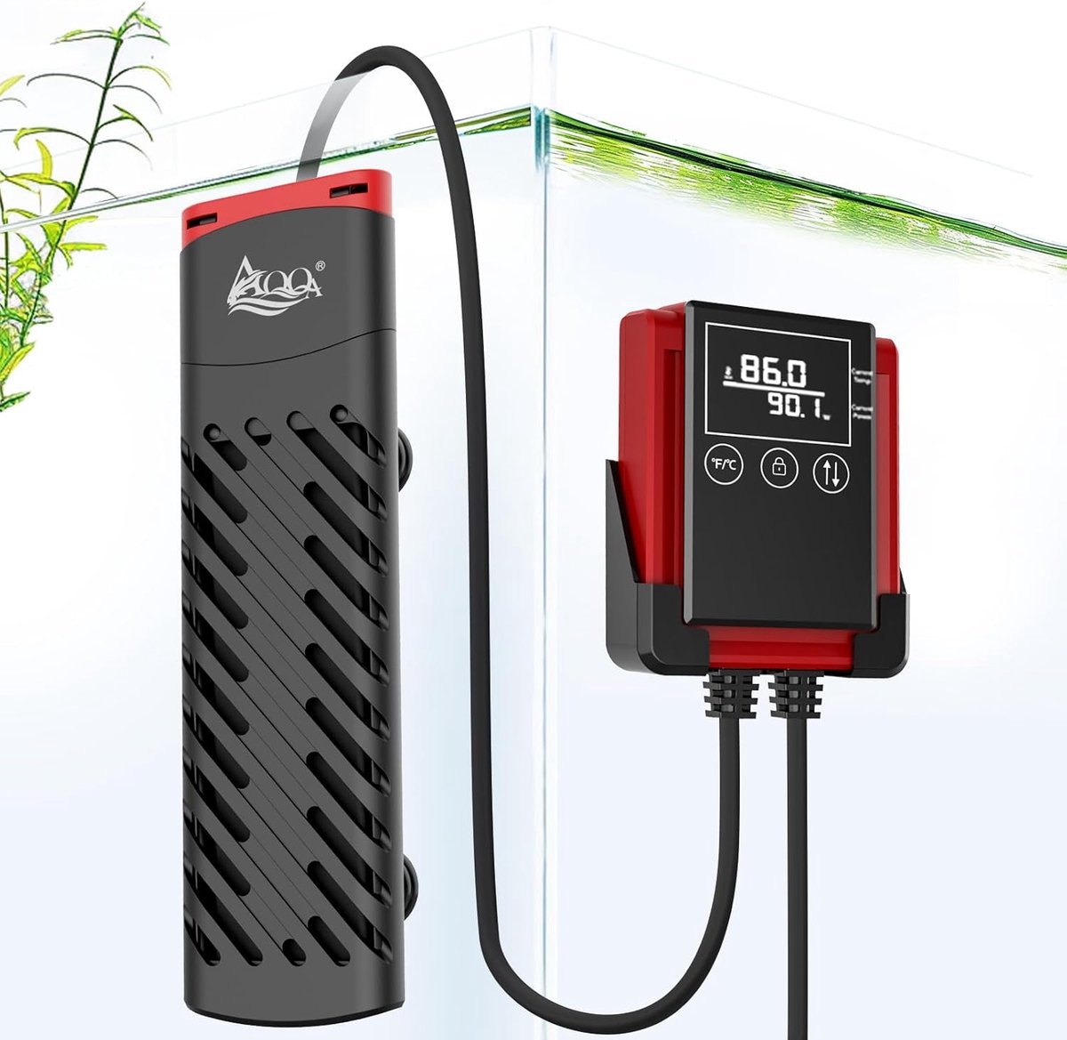 SnelShoppen - AQQA Aquariumverwarming 300W PTC met Thermostaat, Instelbare Temperatuur, Externe LED Controller Display voor 110-300L Aquariums