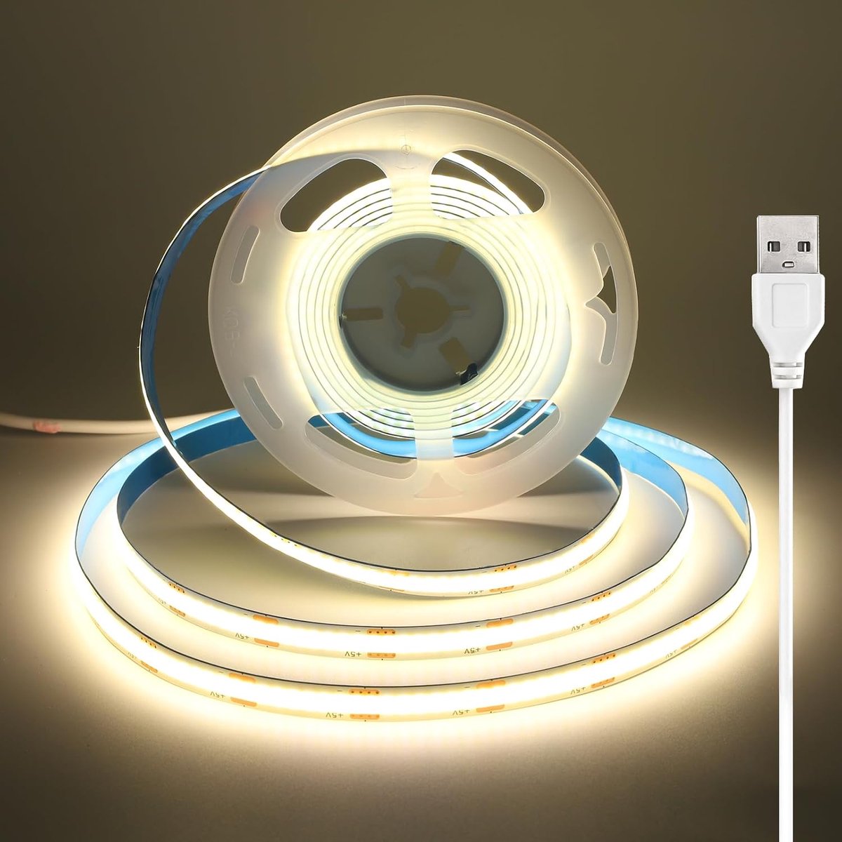 SnelShoppen - 1.5m USB COB LED-stripverlichting, 5V Natuurlijke Witte LED-strip, 8mm Breed, CRI 92+, Flexibele Achtergrondverlichting voor TV, Omgevin