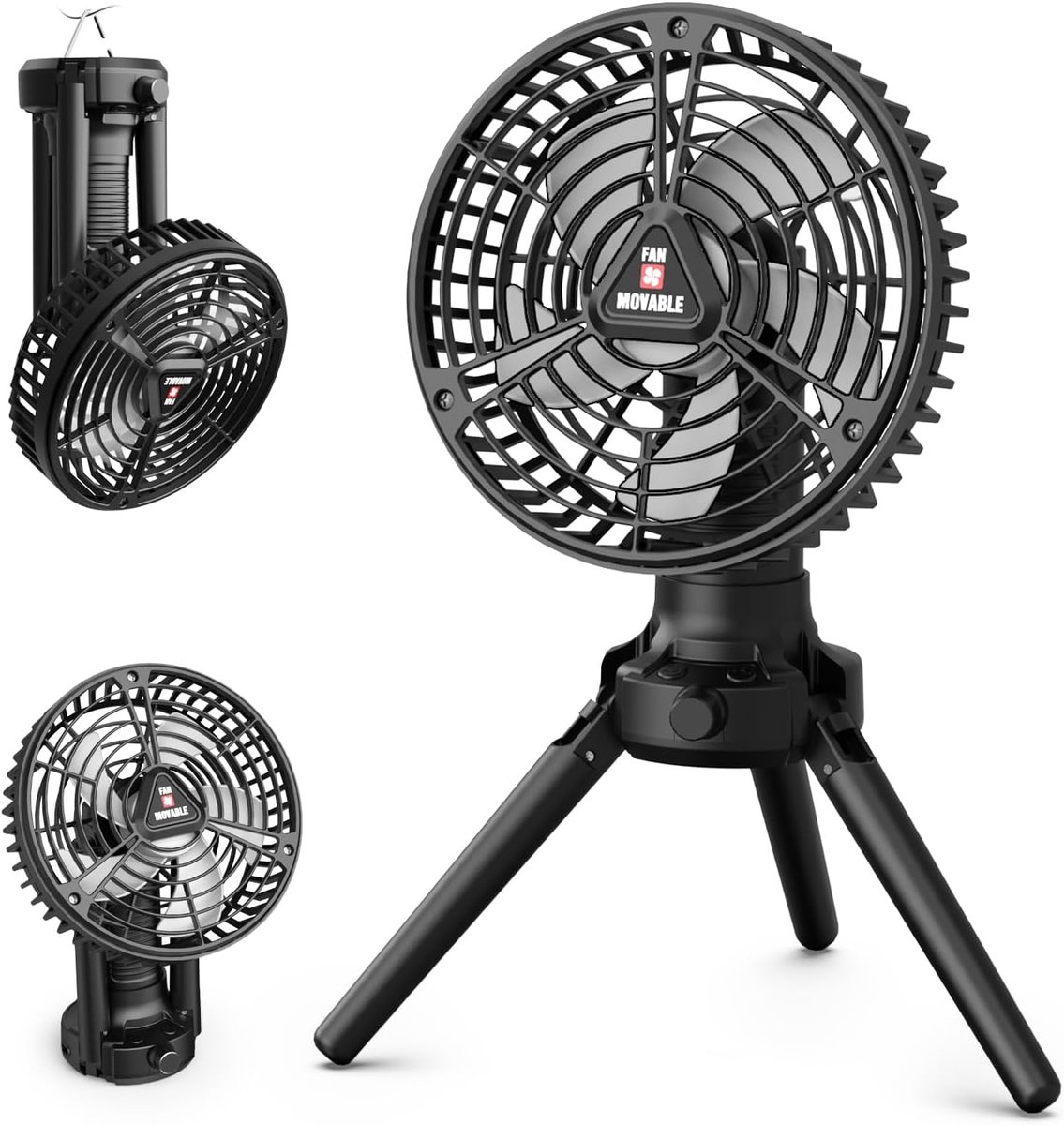 SnelShoppen - Campingventilator Draagbaar, Stil, USB-Oplaadbaar, Traploze Snelheidsregeling, LED-Licht, 180° Rotatie, Ideaal voor Kamperen, Buiten, Tu