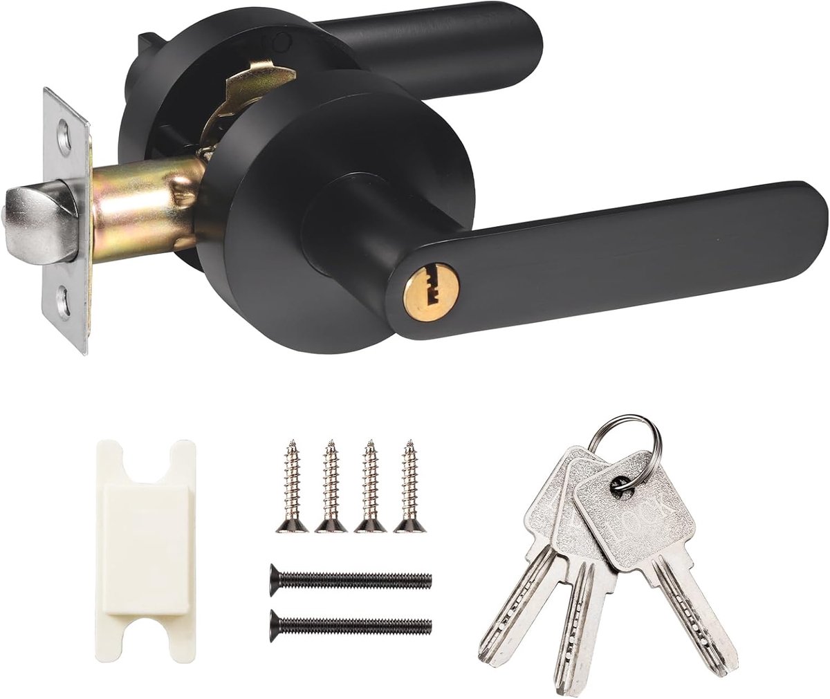 SnelShoppen - Key Lock Handle Set - Deurhendel met Slot en Sleutel - Zwarte Deurhendel voor Toegangsdeuren - Veiligheidsdeurslot voor Slaapkamer en Ba