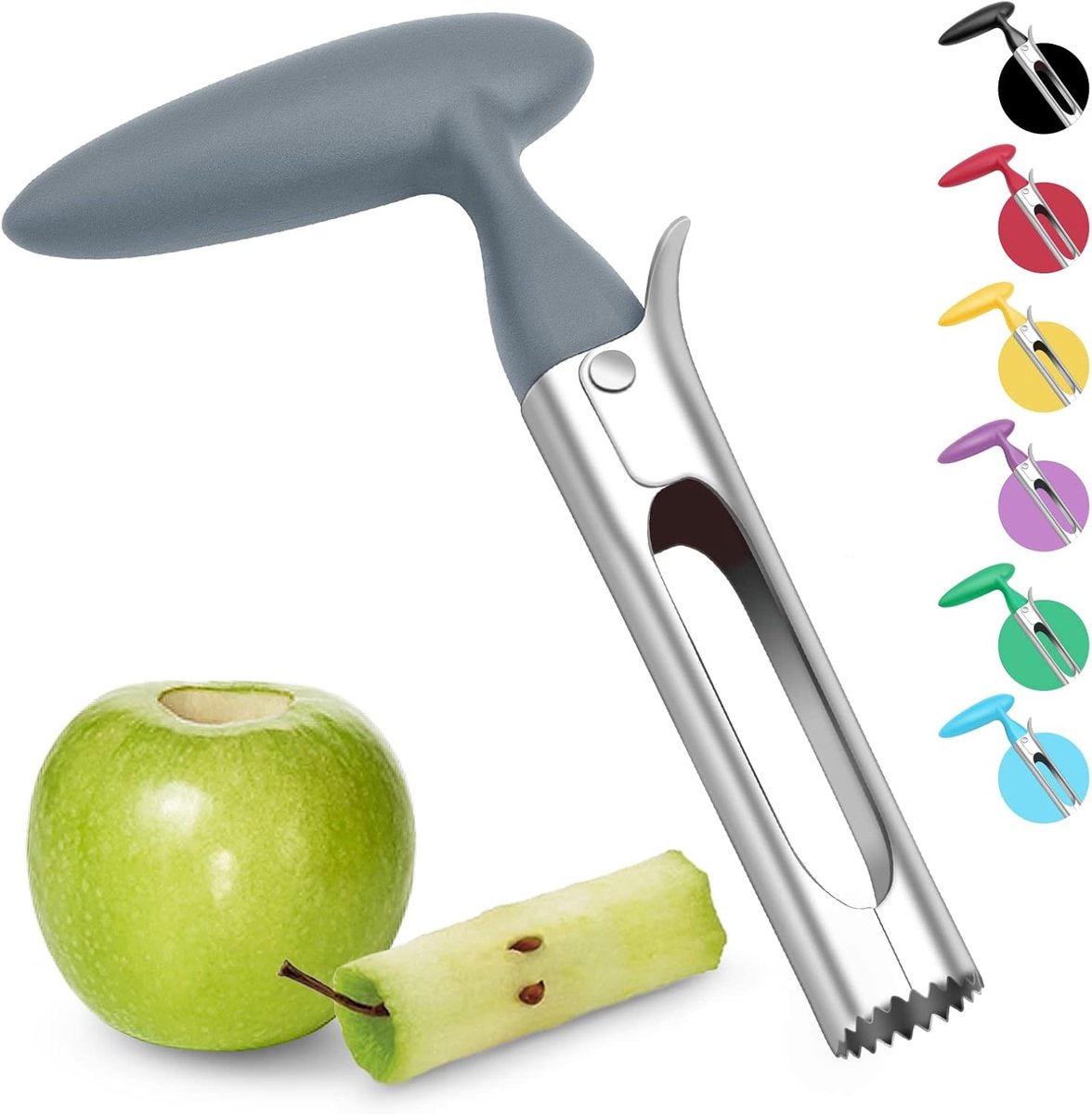 SnelShoppen - Appelboor - Appelcorer met ABS Handgreep, Getande RVS Messen, Comfortabele Grip, Grijs - Keukenhulpmiddel voor Fruitliefhebbers
