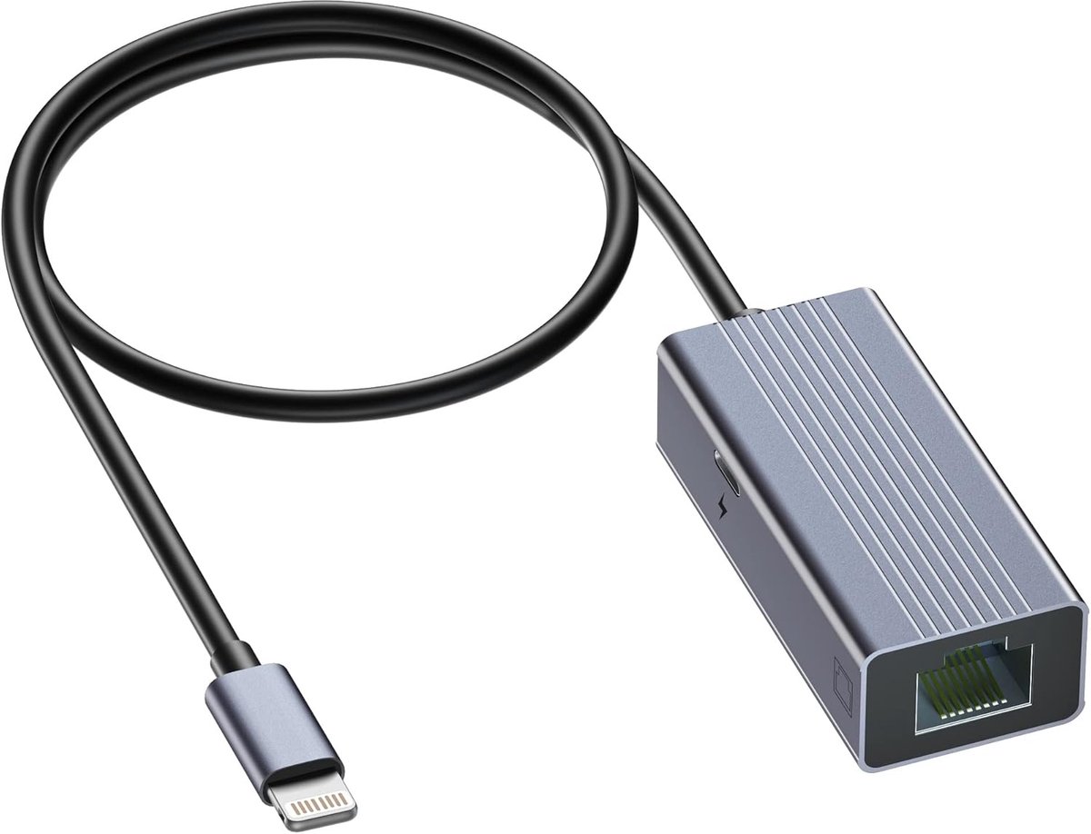 SnelShoppen - Lightning naar RJ45 Ethernet LAN Netwerkadapter voor iPhone en iPad - MFi Gecertificeerd - 100 Mbps Hoge Snelheid - Plug and Play met Op