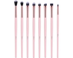 SnelShoppen - MSQ 8-delige Oogschaduw Makeup Borstelset - Premium Synthetic Fiber - Perfect voor Oogmake-up, Blenden, Eyeliner en Wenkbrauwen - Ideaal