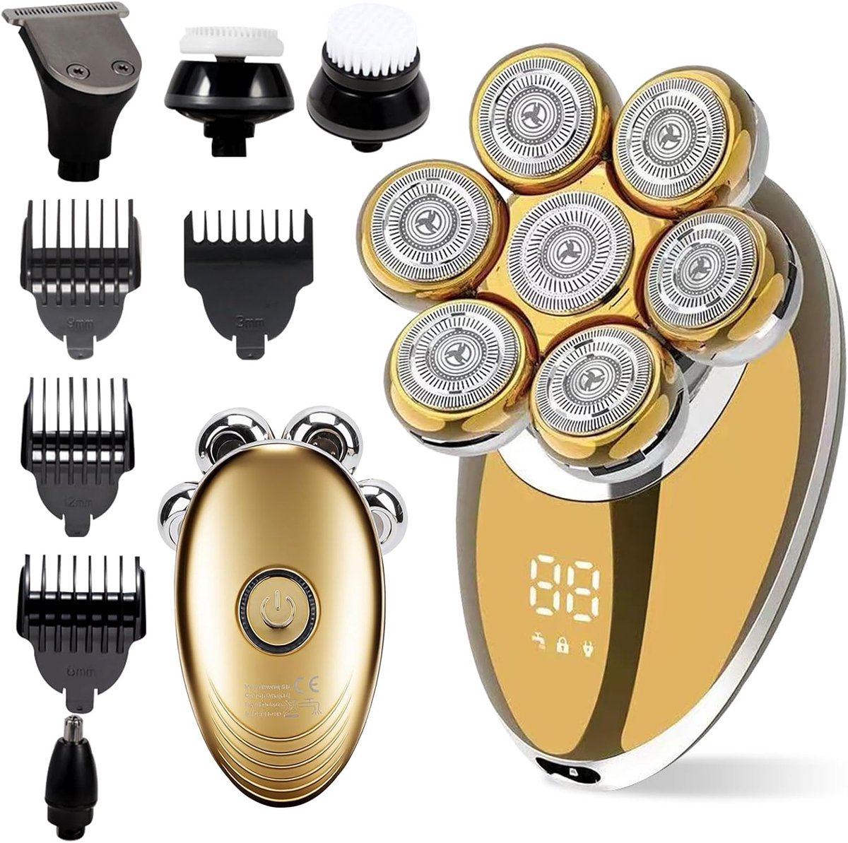 SnelShoppen - 7D Floating Head Scheerapparaat voor Mannen, IPX7 Waterdicht, 5 in 1 Elektrisch Scheerapparaat, Droog/Wet Scheerapparaat voor Thuis/Reiz