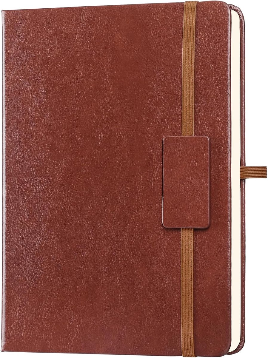 SnelShoppen - A5 Notitieboek 200 Pagina's Hardcover Leer Notitieboek met Elastische Sluiting en Vervangbare Papierzak voor Notities, Journal, Aanteken